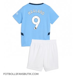 Manchester City Erling Haaland #9 Replika Hemmatröja Barn 2024-25 Kortärmad (+ Korta byxor)